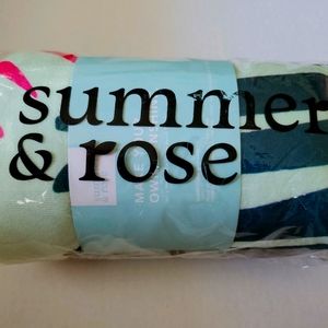 Summer and Rose Palm Print Beach Towel